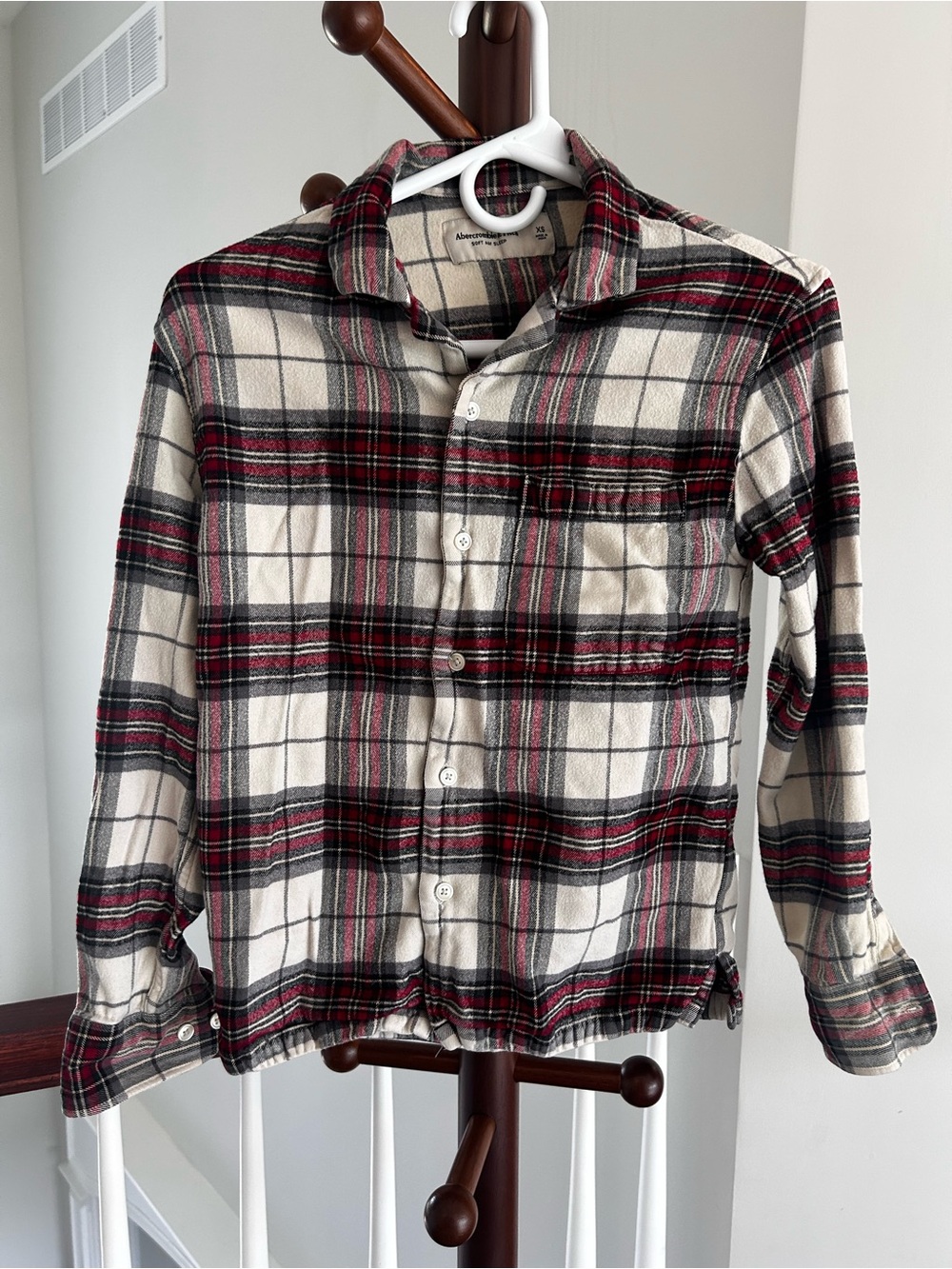 Plaid Button-Up Shirt - Red, Black & Cream